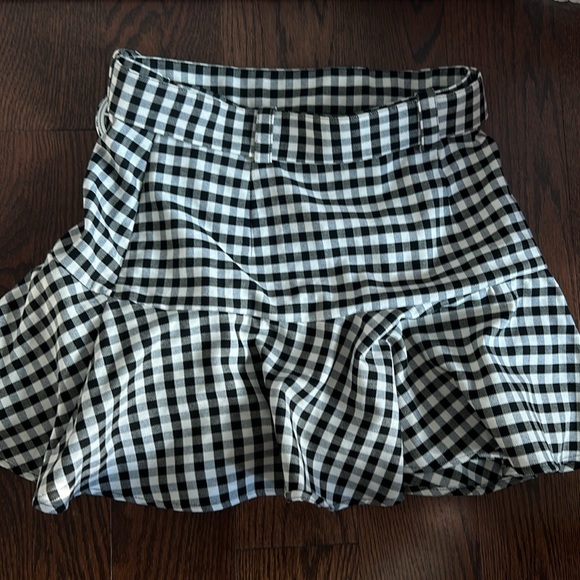 NWT ZARA GINGHAM FLARED SKIRT WITH BELT - Picture 2 of 6